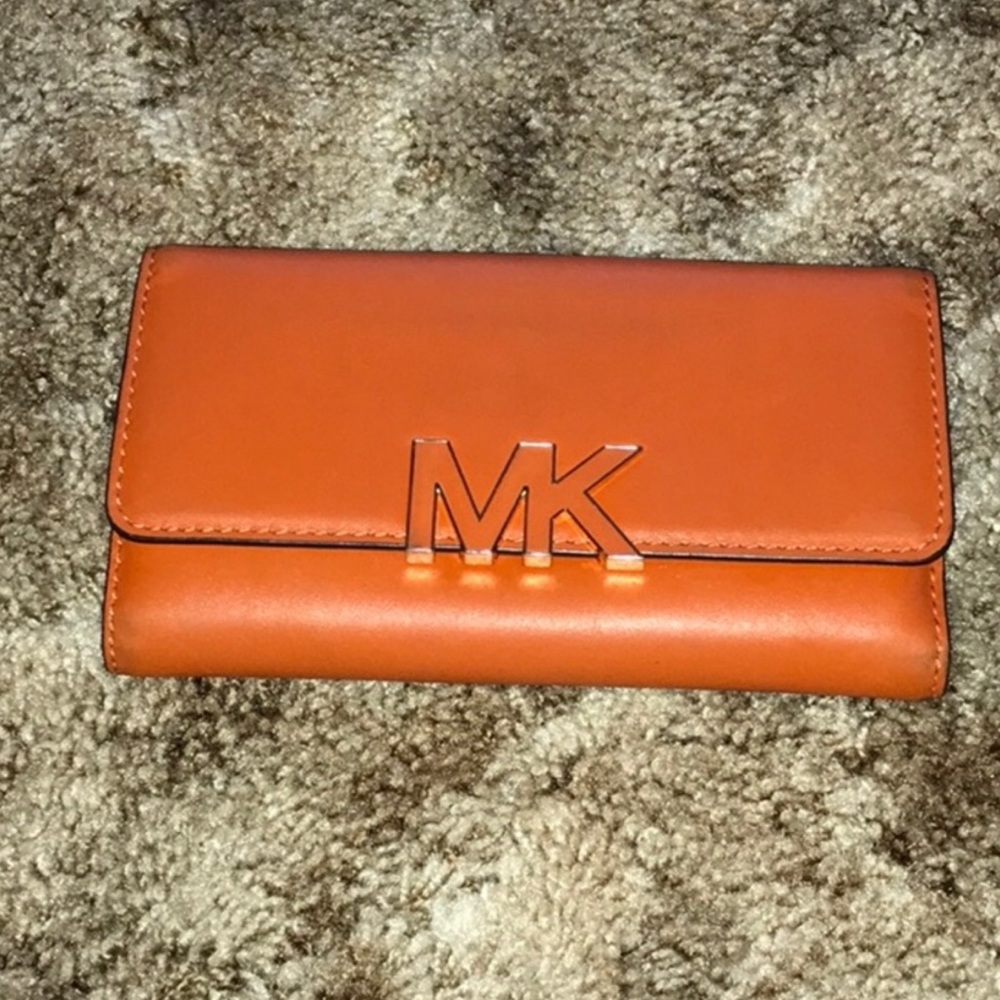 Burnt Orange MK wallet w/ Gold Emblem